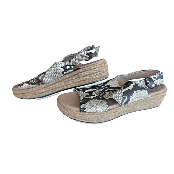 Dr. Shcolls Catch 22 Womens Slide Sandals Gray Leather Slingback Snake Print 10M - Picture 1 of 8